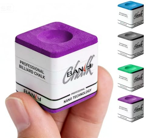 Banly Pool Cue Chalk, Nano Technology Billiard Chalk for Professional Tournament Standard, Low Dust, Super Dense, Suitable for Snooker/Pool/8-Ball, 1pc Purple