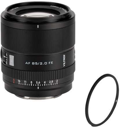 Viltrox AF 85mm F2.0 EVO – Kit con Filtro Protector UV | Objetivo de Retrato Full-Frame F2.0 con Autofoco STM | Compacto, Luminoso y Ligero para Sony E