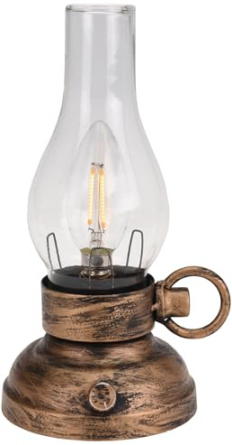 Koopmann International LED Camping Lantern Garden Lantern Retro Design Dimmable Battery Operated 2X AAA Bronze Metal Untreated