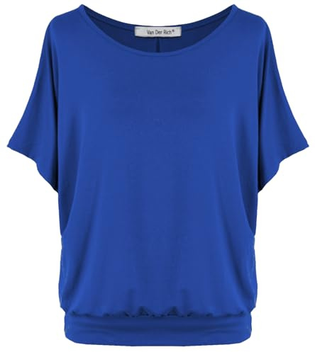 Van Der Rich ® - Tee Shirt Oversize Manche Chauve Souris - Femme (Bleu Royal, M)