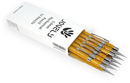 JOVELY Jedo Drafting Mechanical Pencil 0.9mm Medium Point HB #2 Lead with Eraser Tip Yellow Barrel for Writing Drafting Drawing Sketching. Pack of 12 Pencils