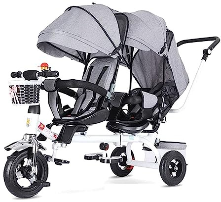 WAGLOS Passeggini gemellari Passeggino Doppio Portatile con Telaio in Acciaio al Carbonio Triciclo gemello con Passeggino Doppio a baldacchino Carrozzina Leggera protable