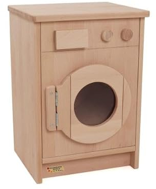 Kinderwaschmaschine aus Massivholz | Mit Bullauge, Waschpulverfach & Trommel Frau Holle