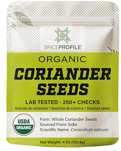Spice Profile Organic Whole Coriander Seeds | 4 oz | Lab Tested