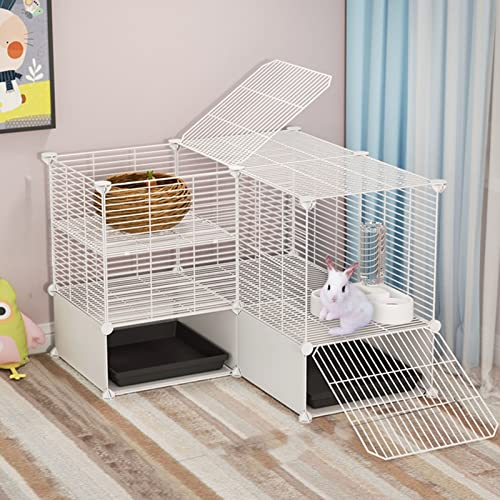 WYRMB Kaninchenkäfig – Meerschweinchenkäfig, großer Tierkäfig mit herausnehmbaren ausziehbaren Tabletts für den Lebensraum von Kaninchen, Meerschweinchen, Spielplatz, Hamstergehege