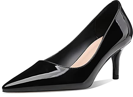 CosyFever Womens Pumps, Pointed Toe Mid Heel Stiletto Pumps, Slip On Dress Pumps