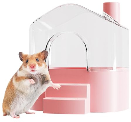 Générique Sandbad för hamster - transparent låda för toalett och lek - livsmiljö för små djur (Lemming, gerbill) - utforskning, gömstält, landskap och toalett