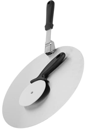 Hoement Juego de Pala Recoge Pizzas y Cortapizzas de Acero Inoxidable, 25 CM, para Preparar Pizzas, Pasteles y Quesos, Herramientas de Cocina