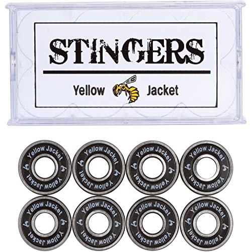 Yellow Jacket Premium Skateboard Bearings, Pro Longboard Bearings, 608, ABEC 11, Black Mamba (Pack of 8)