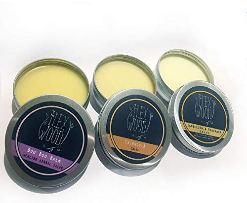 Set de bálsamos herbales de regalo para irritaciones de la piel, rasguños, picaduras, alivia sarpullidos, piel seca, 3 x 100 ml 100% natural, sin crueldad animal, sin aceite de palma, sin plástico