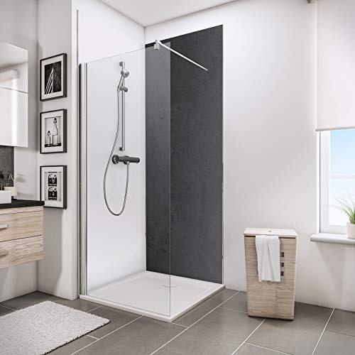 Schulte EP1901021 601 Deco-Design Dekor Stein anthrazit, 210 x 100 cm, 3 mm Aluminium-Verbundplatte, Wandverkleidung als fugenfreier Fliesenersatz