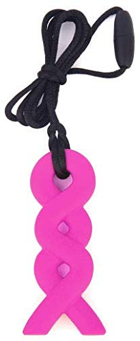 Chew Twist Pendant Training and Development Fidget Chew Necklace for Sensory,Oral Motor, Anxiety, Autism, ADHD Pink