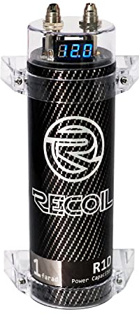 RECOIL R1D Condensador Amplificador Coche 1.0 Farad Voltímetro Digital Azul