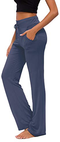 KESSER Pantalones De Yoga para Mujer con Bolsillos Pierna Recta Cómodos Modal con Cordón para Descansar Correr Pantalones Largos Activos