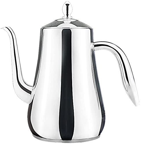1750ml Tetera de acero inoxidable con Filtro para infusiones extraíble,Cafetera, Hervidor de agua de gran capacidad, hervidor frío,De Plata