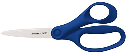 Fiskars Schülerschere, Schere für Kinder ab 12 Jahren, Rechtshändig, Gesamtlänge: 18 cm, Edelstahl-Klingen, Blau, 1067856