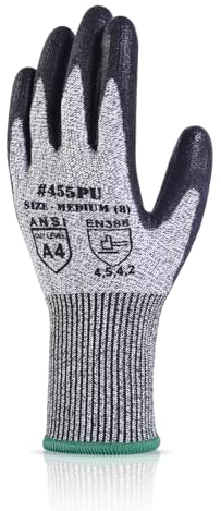 AovYoo Guanti da Lavoro Uomo Antitaglio,Guanti Anti Taglio Cucina per Alimentari - Protezione di Livello 5, per Sbucciare Ostrici,Giardinaggio,Motosega,Meccanico (M)