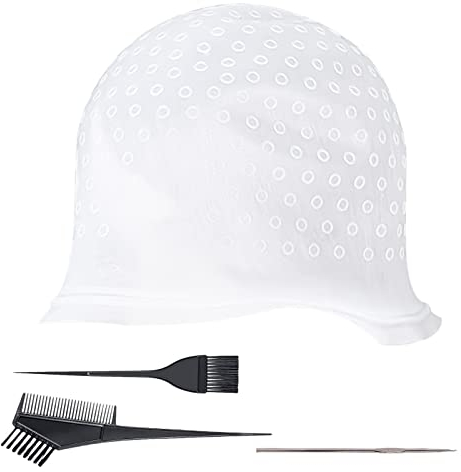 NITAIUN 4 Pezzi Cuffia Per Capelli Strumento per Lo Styling Cuffia per Capelli per meches Cappello Colorante in Silicone con Pennello per Tingere i Capelli Pettine per Meches Colorazione