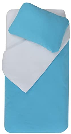 Domiva – Juego de edredón de 75 x 120 + Funda de Almohada 35 x 45 cm, Color Turquesa y Azul Claro