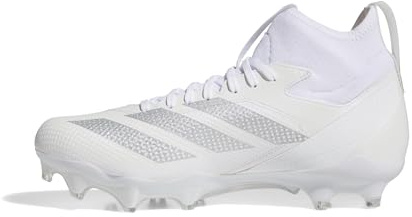 adidas Unisex-Adult Adizero Impact American Football Sneaker, White/Silver Metallic/White, 12.5 Women/11.5 Men