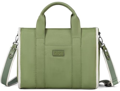 Kasgo Bolso Tote Mujer, Bolso Universidad Lona Bolso Ordenador Portátil 15.6 Pulgadas Bolso Bandolera Impermeable Bolso Shopper Grande Bolsa de Mano Bolsa de Hombro para Viaje Oficina Trabajo Verde