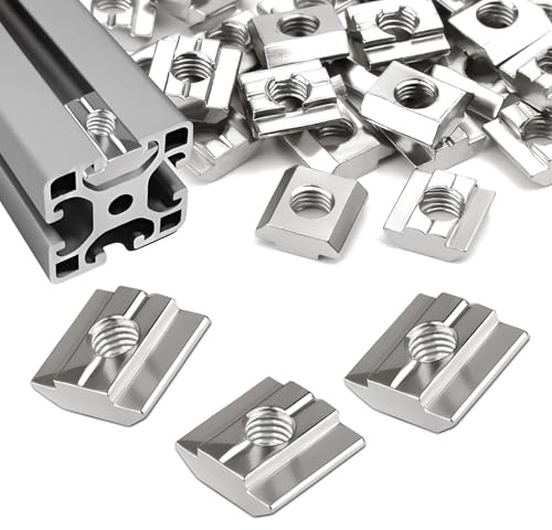 SWTYExt 60 stycken spårstenar spår 8 typ B, M6 spårstenar spår 8 spårstenar set kolstål T-spår spår spårsten M6 glidmuttrar tunga för 30-serien aluminiumprofil extruderingsspår