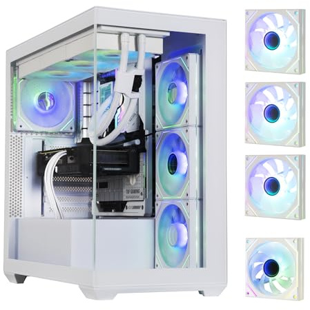 BitFenix CETO High Airflow PC Gaming Case White-Panoramic Tempered Glass–Reverse Connection Motherboard Compatible–4xInfinity Mirroring ARGB Fans(3X Reverse)-360mm AIO/GPU 410mm Support