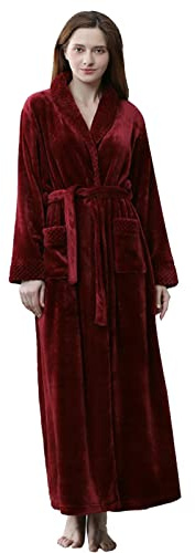 MJGkhiy Vestaglia Invernale Donna Calda Lunga/corta Morbido Manica Lunga Flanella Accappatoio Pigiama Kimono Vestaglia Con Cintura Elegante Camicia Da Notte Pigiama Loungewear Fleece Accappatoio