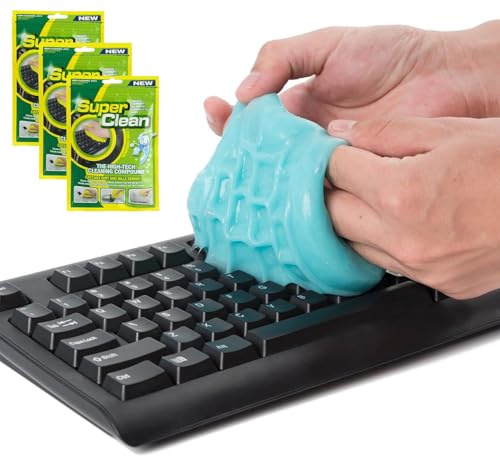 ULTRICS Universal Dust Cleaning Gel Putty Slime (3-pack), Keyboard Cleaner, Reusable Cleaner for Keyboards, Office Equipment, Laptops, Computers, Mobile Phones, Car Vents, Cameras, Printer and More