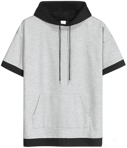 XIAOYAO Sudaderas Manga Corta con Capucha Hombre Algodón Camiseta con Capucha Sweatshirt T-Shirt Hoodie