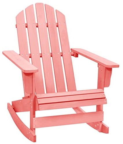 Qnhdfrt Pink Adirondack Rocking Chair Solid Fir Wood Outdoor Furniture Patio Chair for Garden Balcony Relaxation