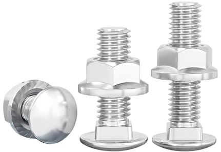 BACSHBY 20 pcs Coach Bolts,M4x20mm Cup Square Carriage Nuts and Bolts,Carbon Steel Coach Screws with Flange Hexagon Nuts