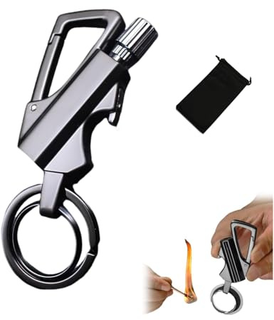 Permanent Match Infinity Lighter with Multitool Keychain, Keychain Bottle Opener, Waterproof Matches, Reusable Match Strike, Camping Tool, for Outdoor Survival, for Men Gifts (Black)