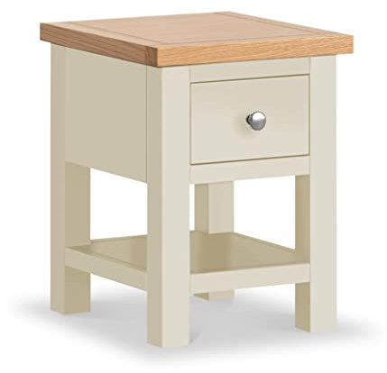 RoselandFurniture Farro Cream Lamp Table | Country Painted Solid Wood Small Side End Sofa Table for Living Room, Hallway or Bedroom, Fully Assembled