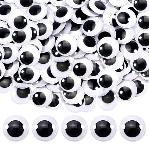 TOAOB 150pcs 25mm Plastic Wiggle Googly Eyes Self Adhesive Black Round Sticker Eyes DIY Arts Crafts Scrapbooking Accessories