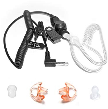 HYS Listen Only Écouteurs Intra-Auriculaires (Ultra résistants, Militaires, sécurité) avec Une Paire d’Oreillettes Moyennes et Une Embout d’oreillette en Champignon/téton.