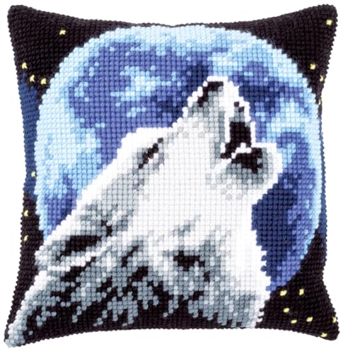 Vervaco PN-0171818 varg kors-kudde förtryckt, bomull, flerfärgad, 40 x 40 cm