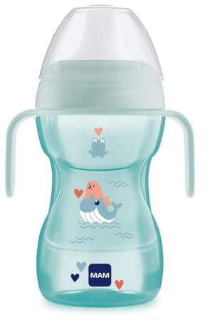 MAM Tasse Fun To Drink Cup avec poignées et bec rigide 8 mois 270 ml Bleu clair