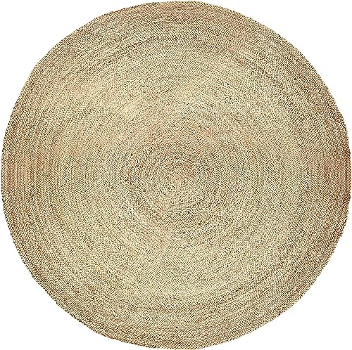 RAJRANG Round Jute Braided Rug 122 cm Hand Woven Reversible Eco-Friendly Farmhouse Area Rugs for Living Room, Bedroom, Home Decor