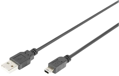 DIGITUS Cable de Conexión USB 2.0 A Mini B (5 Pin) - 3,0 m - 480 Mbit/s - Negro