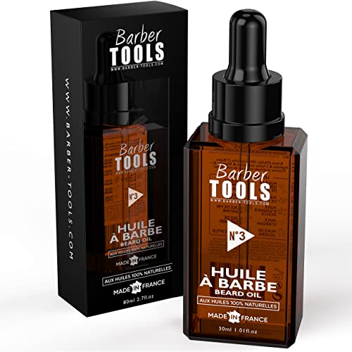 Olio di barba| N°3 | with 100% Natural Oils 30ml - MADE IN FRANCE - Promotes Beard Growth - With RICIN Oil, 7 Plant Oils & 3 Essential Oils & Vitamin E - Beard Care