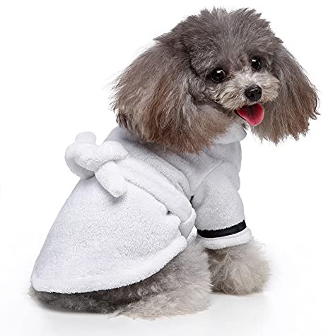SMDARROY Dog Drying Robe, Super Absorbent Dog Towels for Drying Dogs, Fast Drying Pet Dog Towel Coat & Bathrobe, Soft Microfibre Dog Drying Coat for Bath Beach