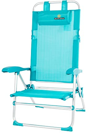 CREVICOSTA QUALITY MARK MARCAS DE CALIDAD - Bio 12009 Silla de Playa Plegable con reposabrazos y 9 Posiciones (Turquesa)