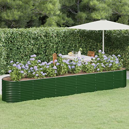 puraday Jardinière surélevée pour jardin 440 x 80 x 68 cm - Jardinière pour terrasse, potager - Spirale d'herbes XXL - Jardinière surélevée en métal - Jardinière surélevée en acier - Grand XXL - Vert