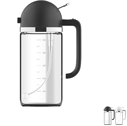 Zaigon Ölspender, 2-in-1 Ölspender und Ölsprüher, Ölflasche mit Ausgießer, 500 ml Ölsprüher für Kochen, Küche, Salat, Grill, Schwarz