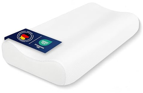 CloudComfort Ergonomisches Memoryschaum Nackenstützkissen | Höhenverstellbar + Härte wählbar | Kopfkissen für Rücken-, Bauch- und Seitenschläfer Oeko-TEX (Basic - Kaltschaum)