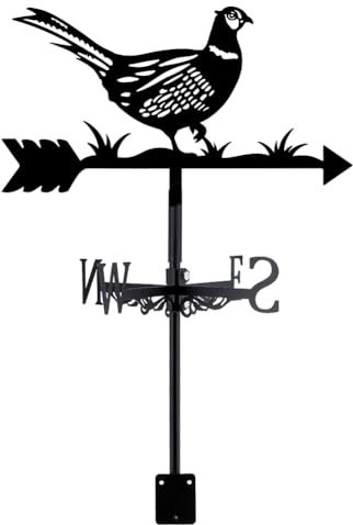 SUPERDANT Chicken Weather Vane Animal Black Metal Weathervane Pheasant Wind Direction Indicators Wind Vanes Signs for Farmhouse Outdoor Garden Roof Paddock Decoration 35.8x26.5cm