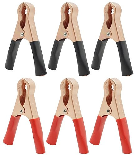 Greacesrio Pinzas de Cocodrilo, 6 Piezas 50A Pinzas de batería aisladas, Abrazaderas de Cable de Puente de Cobre 50A para Coche de 80mm de Largo para Coche, Vehículo, Barco, Camión,