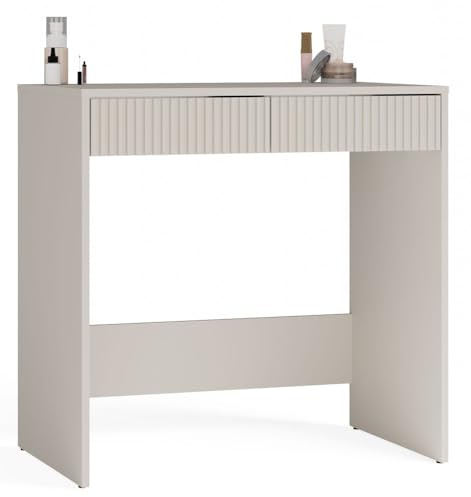 CDF Skrivbord Med 2 lådor Ljusgrå Modern Kompakt Arbetsbord Utan Handtag För Sovrum Kontor Ungdomsrum Små Rum Minimalistiskt Med Hjul 81 x 50 x 80 cm