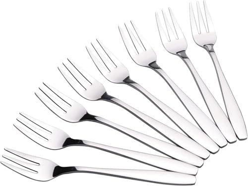 10 Stück Kuchengabel, Edelstahl Gebäck Gabeln Set, 14cm Silber Tafelgabeln Gabel Kit Dessertgabeln Kuchengabeln Kleine Gabeln, Spiegelpoliert Gabelnfür Konditoreien, Restaurants, Haushalte, Kantinen
